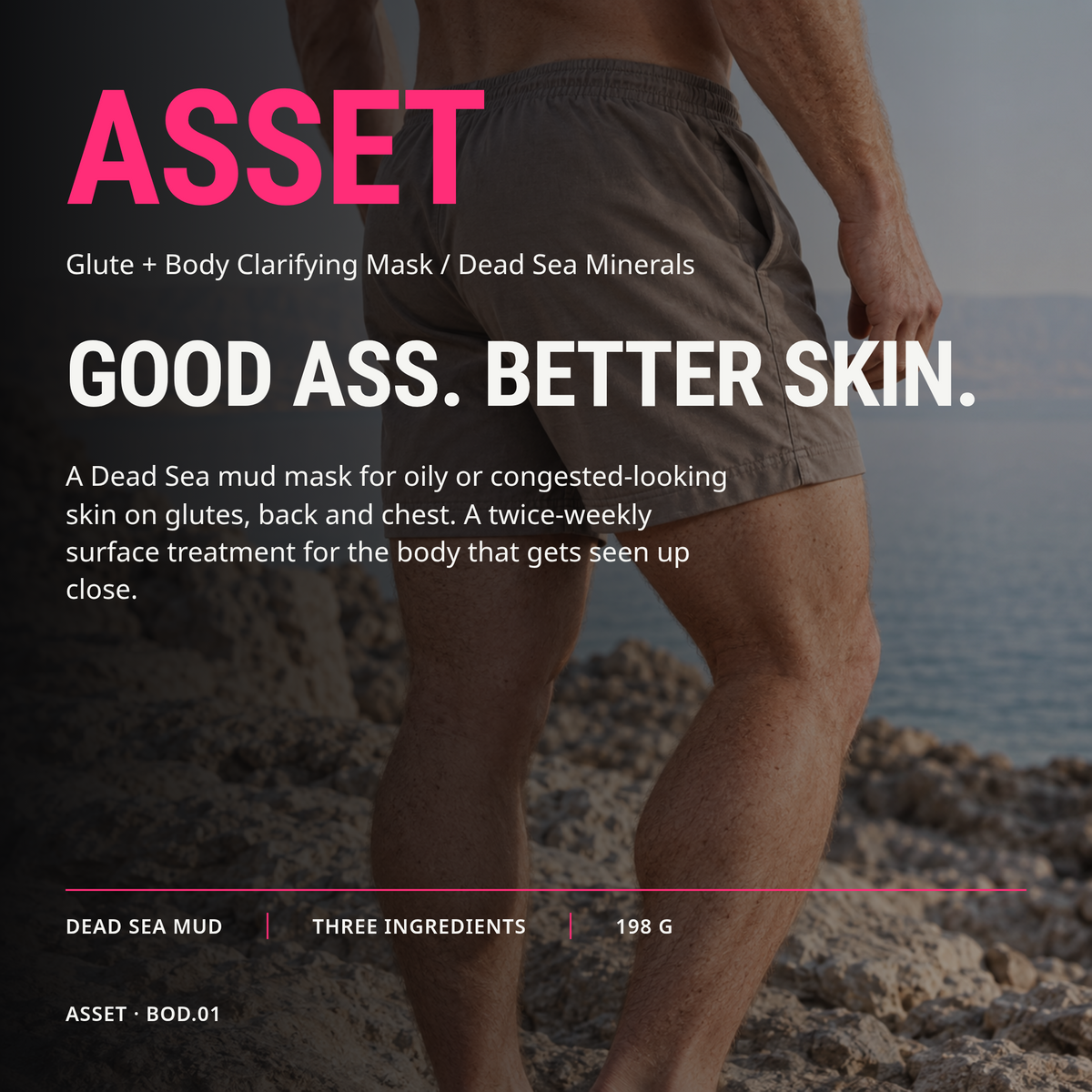 ASSET product introduction: Dead Sea mud mask for glutes, back and chest.